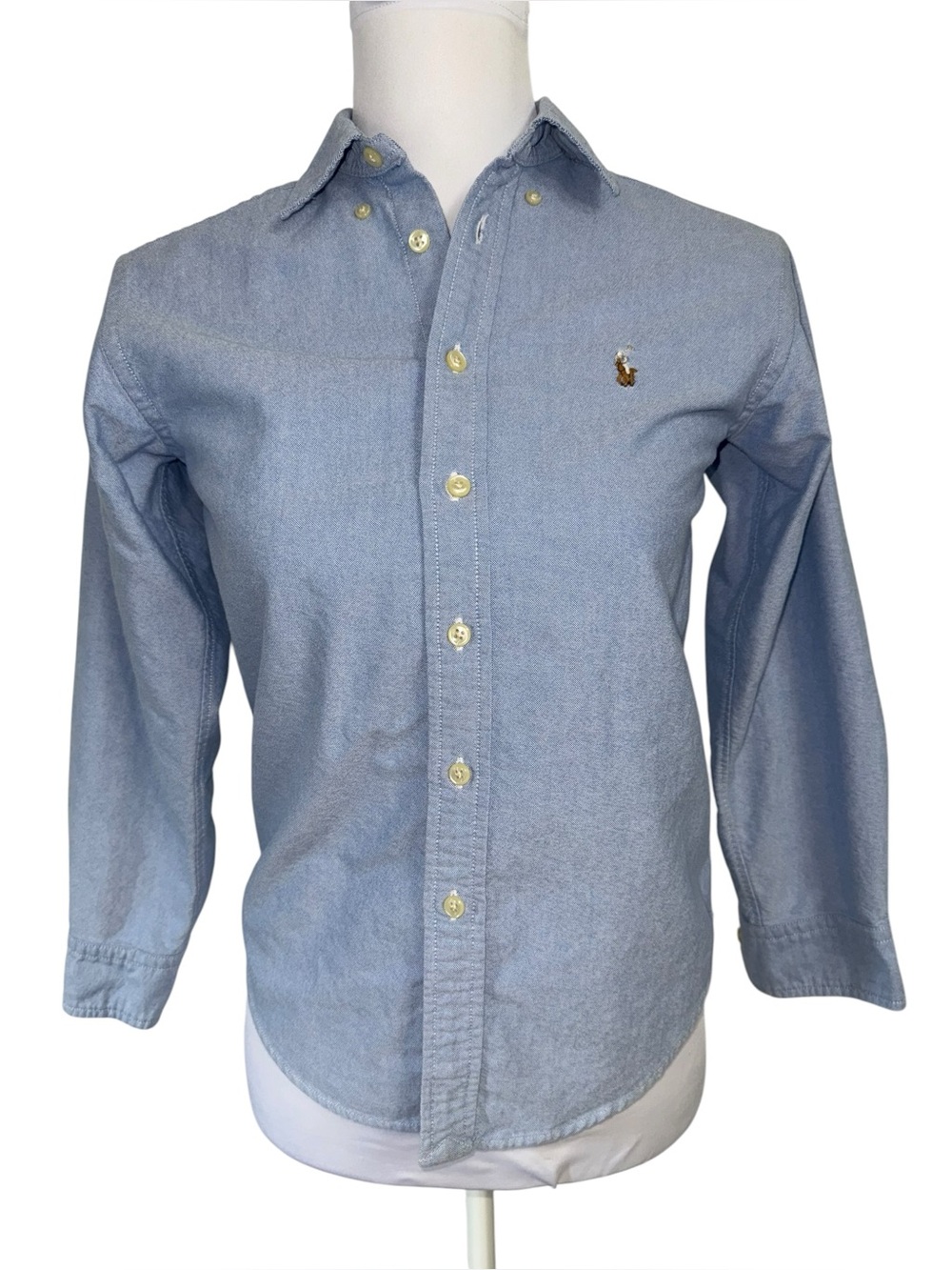 Ralph Lauren Boys Blue Oxford Button Down Shirt‎ Size 10 Pony Logo 100% Cotton